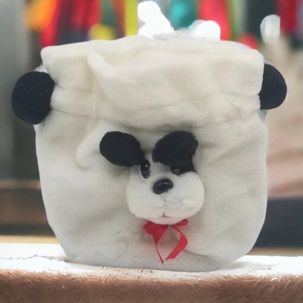 Puppy Bag Embrace Toy Carryalls White Soft Black Dog Ears Designed